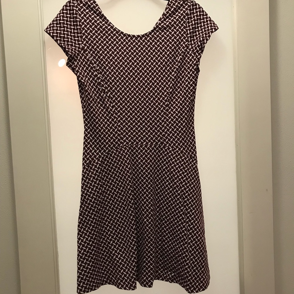 New York & Co. Burgundy Geometric Print Dress